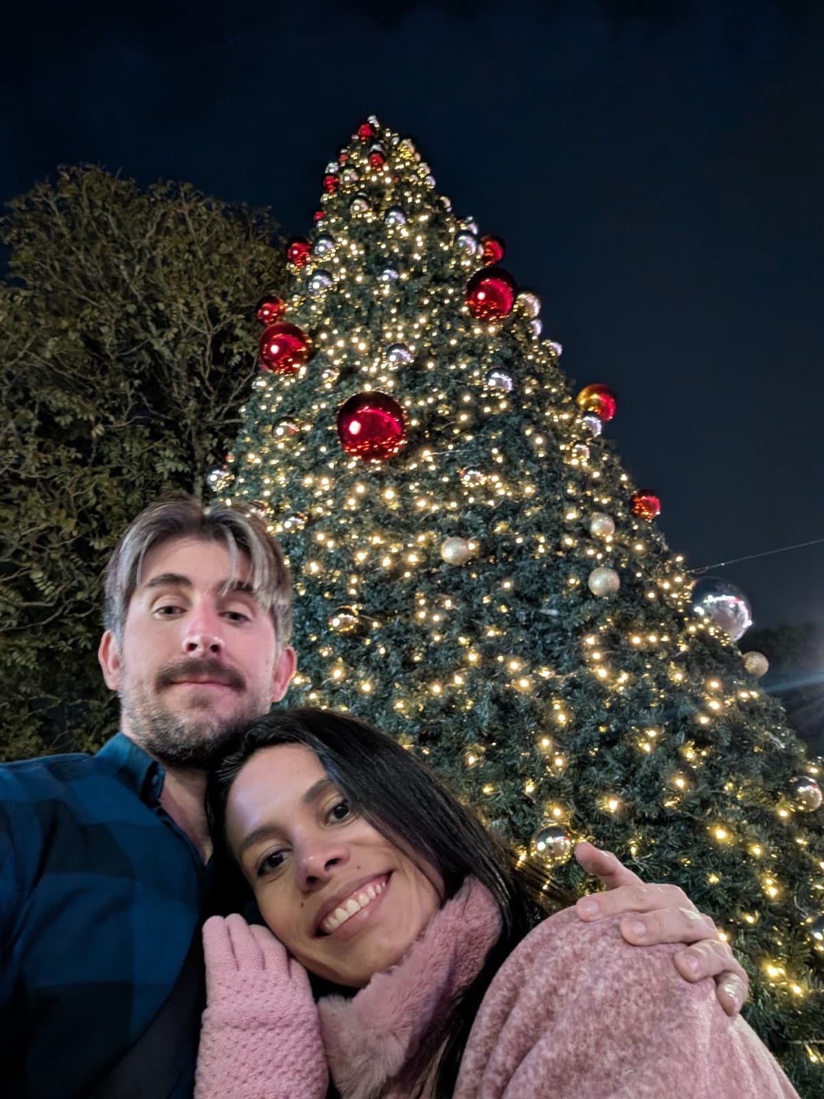 Christmas tree selfie